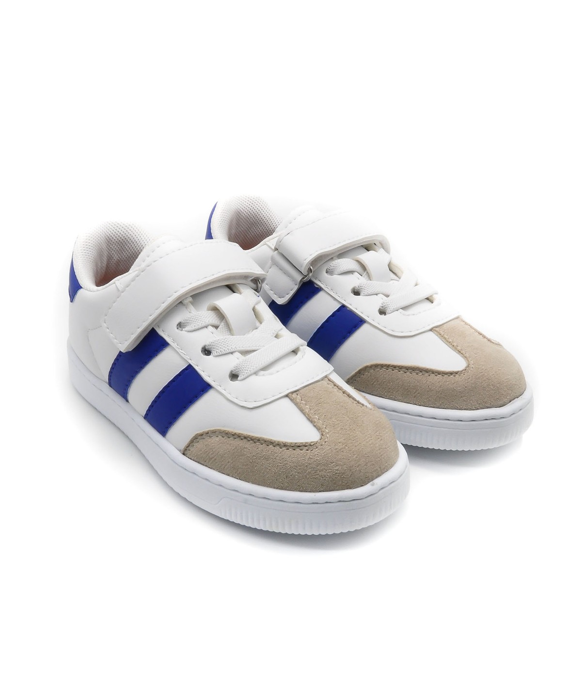 RAMBA DERİ GÖRÜNÜMLÜ MESH ASTARLI ÇOCUK SNEAKER - SİYAH - 4001 - MAVİ