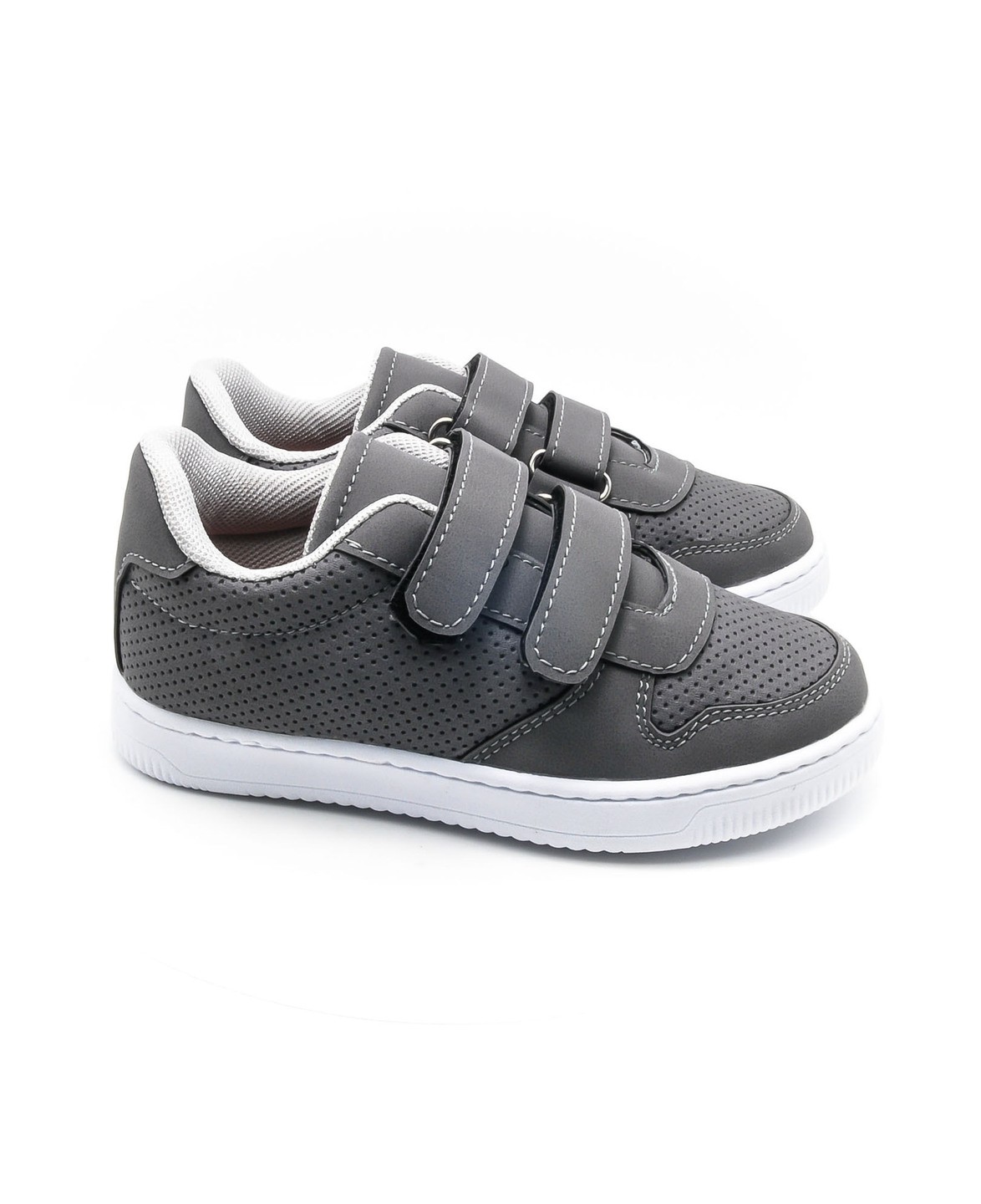 BURBER SÜET GÖRÜNÜMLÜ MESH ASTARLI ÇOCUK SNEAKER - GRİ - 5001 - 26