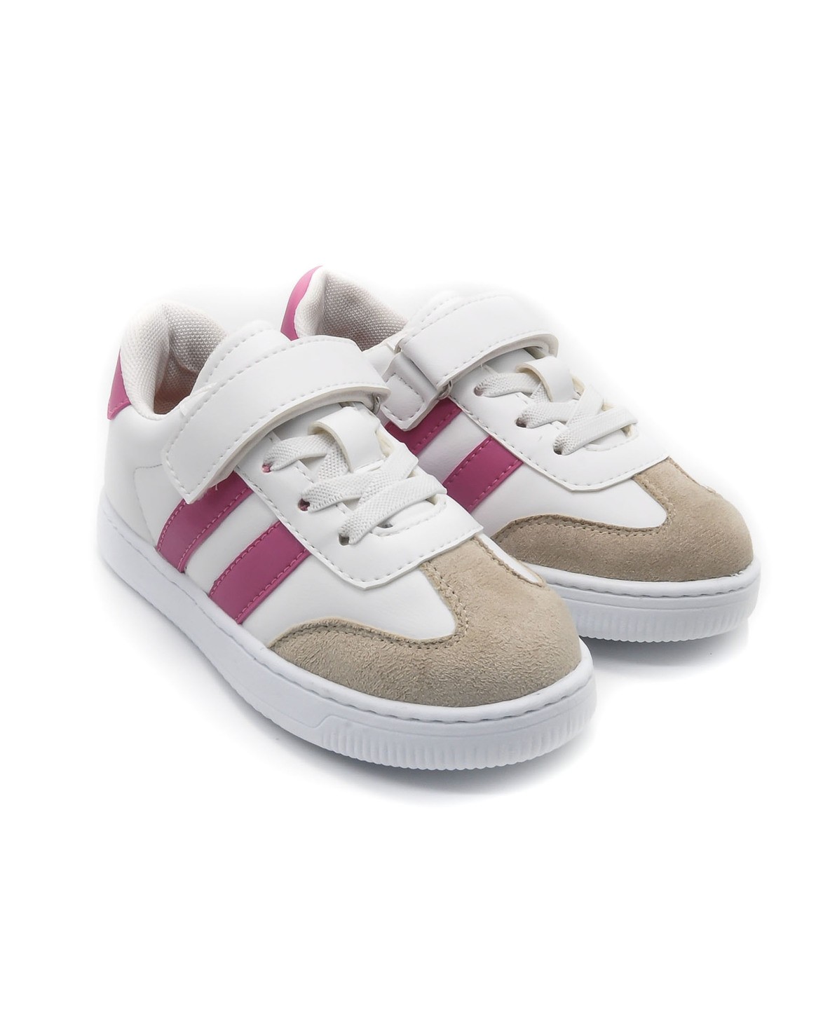 RAMBA DERİ GÖRÜNÜMLÜ MESH ASTARLI ÇOCUK SNEAKER - SİYAH - 4001 - PEMBE