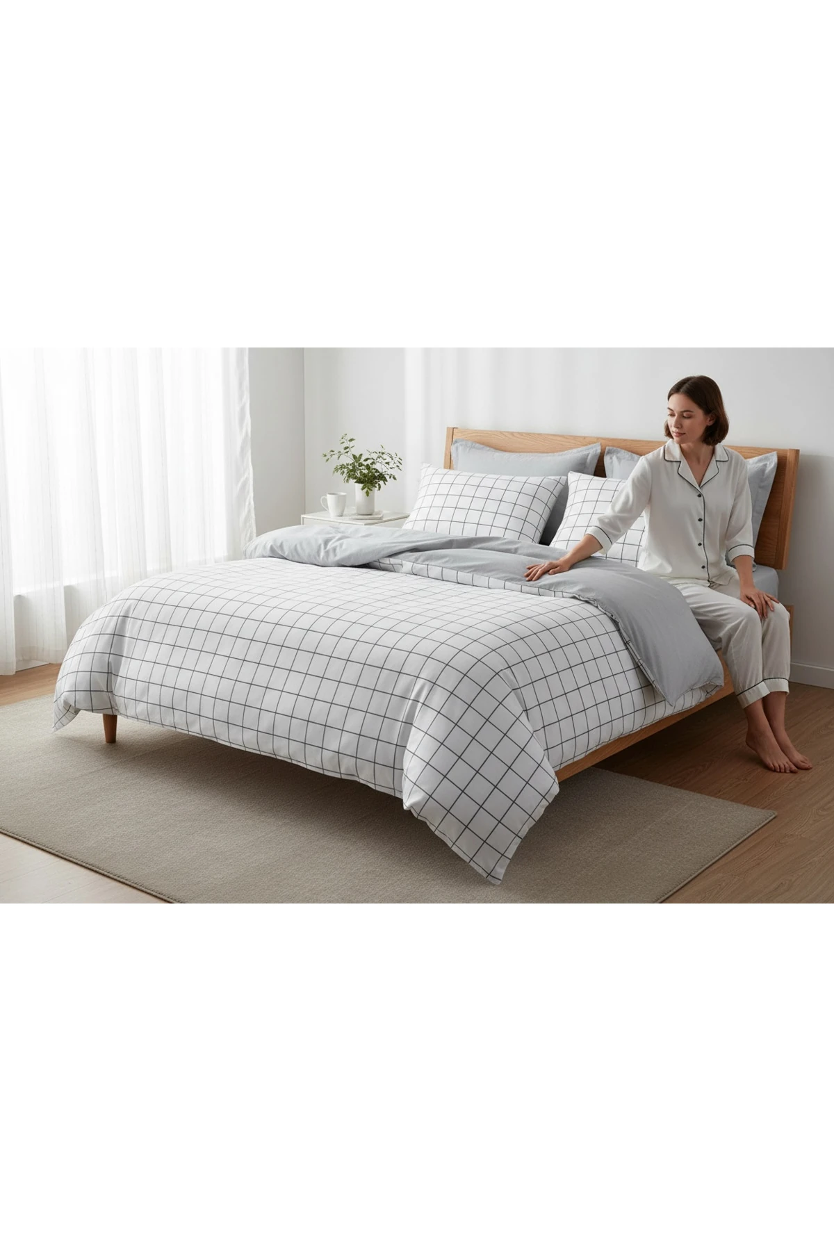 Çift Kişilik Nevresim Seti Mature Artus Gri