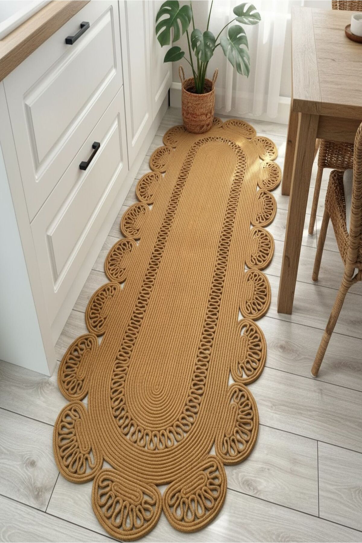 Doğal Hasır Jüt Polip Halı Kilim Paspas Comfort