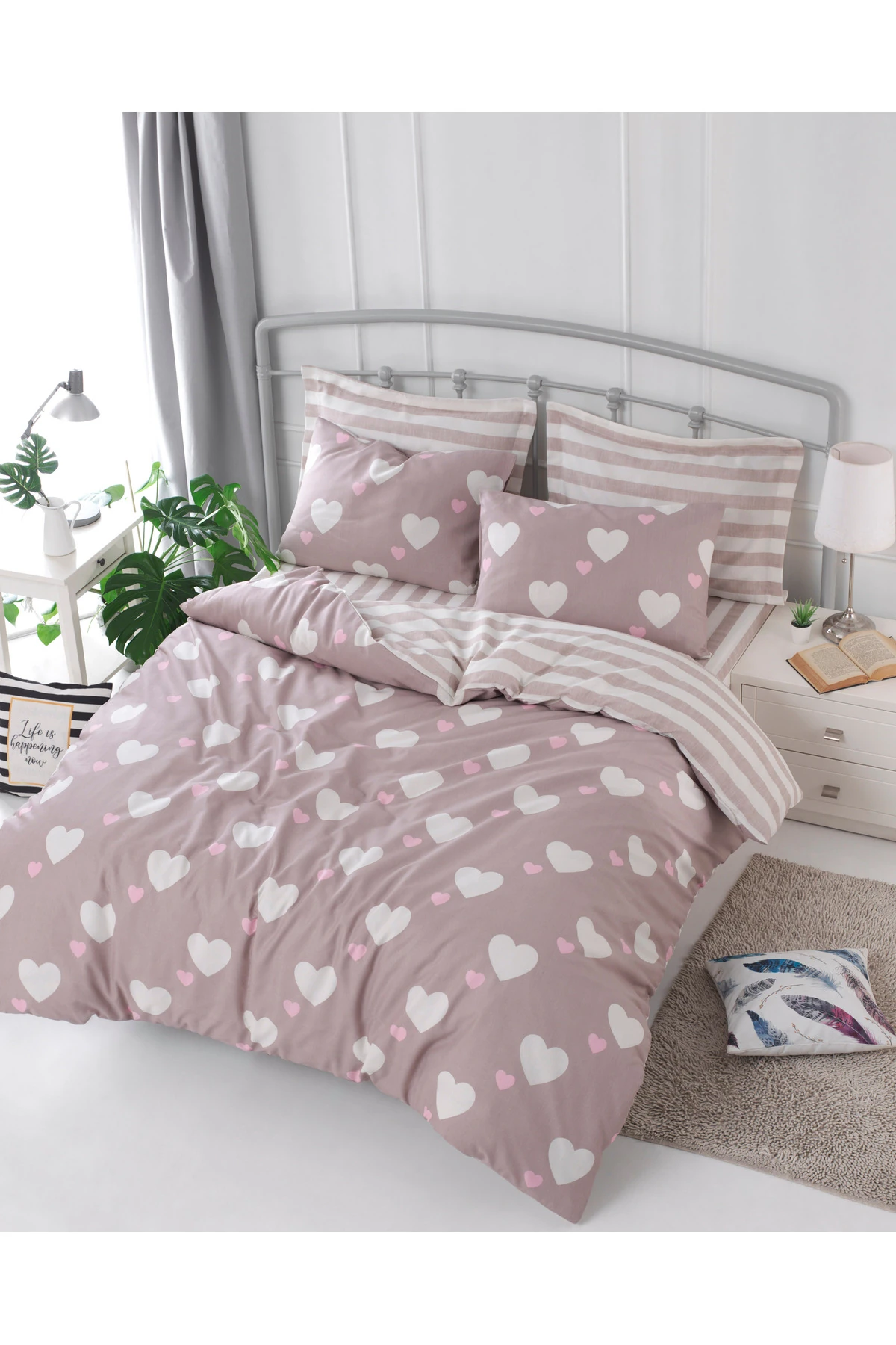 Nevresim Seti Çift Kişilik Herz Gülkurusu Mature