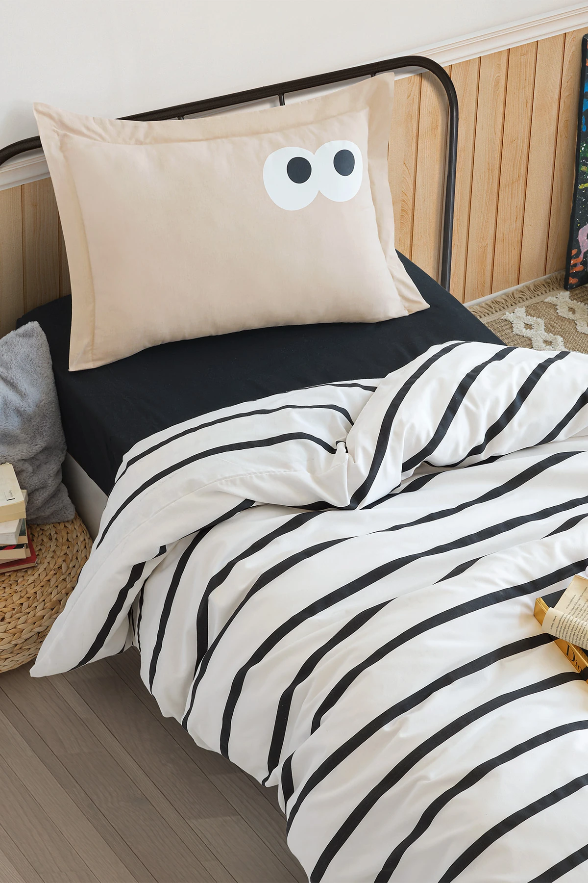 Nevresim Takımı Tek Kişilik Funny Kahve Kolay Ütülenir