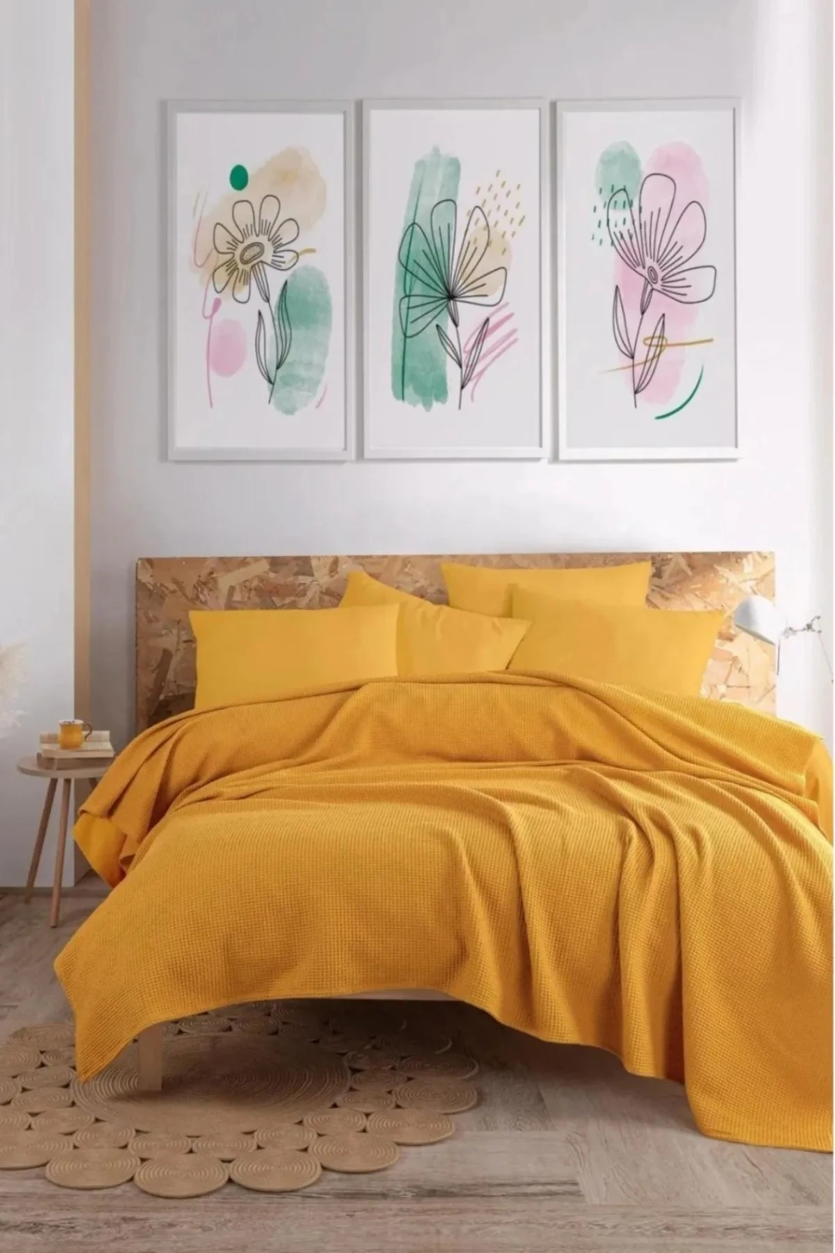 Pike Örtü Çift Kişilik 200x230cm Karde Hardal Ecocel