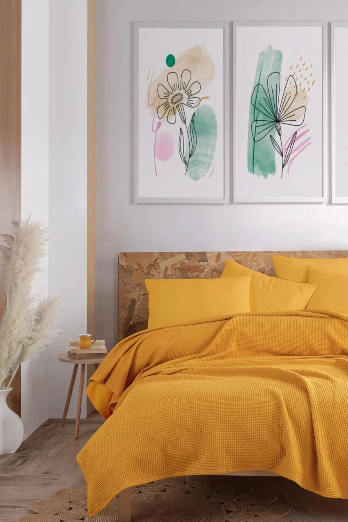 Pike Örtü Çift Kişilik 200x230cm Karde Hardal Ecocel