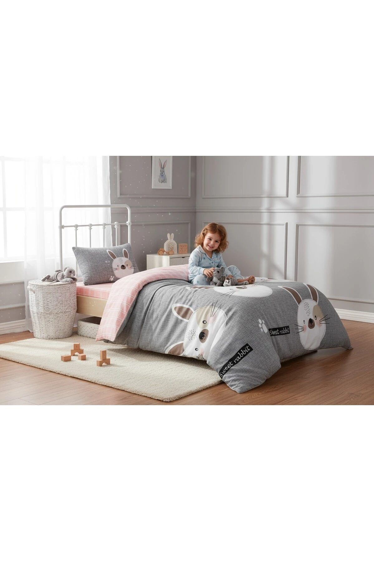 Tek Kişilik Tavşancık Nevresim Takımı Kolay Ütülenir