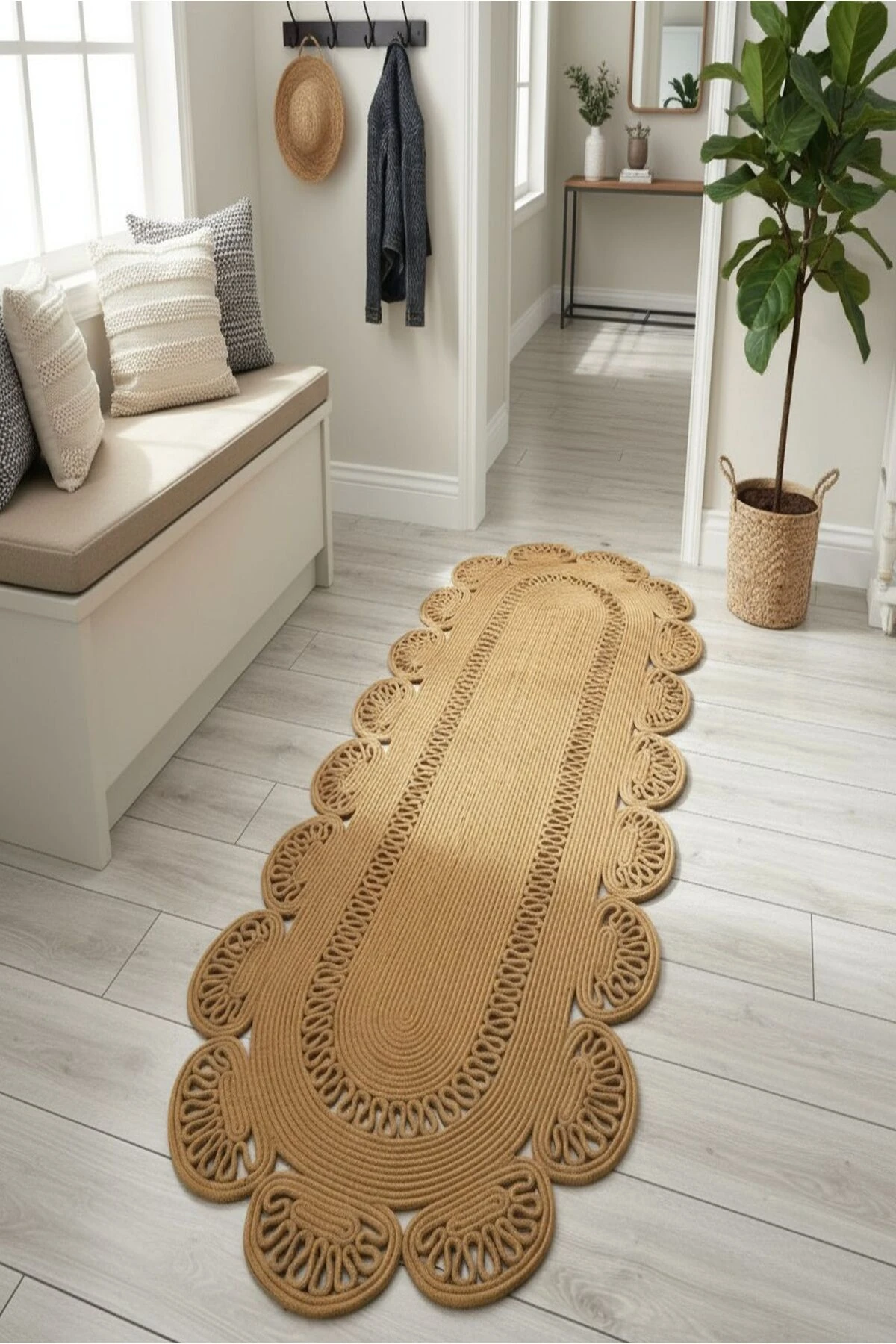 Doğal Hasır Jüt Polip Halı Kilim Paspas Comfort