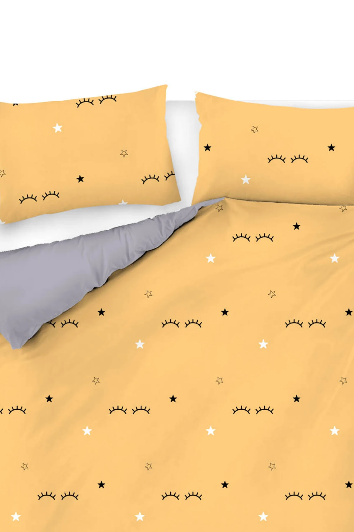 Nevresim Seti Çift Kişilik Baskılı Dide Sarı Mature