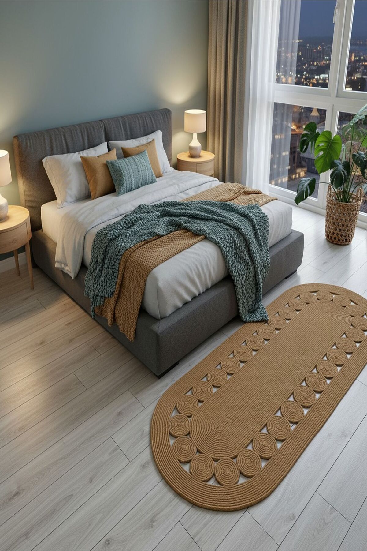 Doğal Hasır Jüt Polip Halı Kilim Paspas Comfort