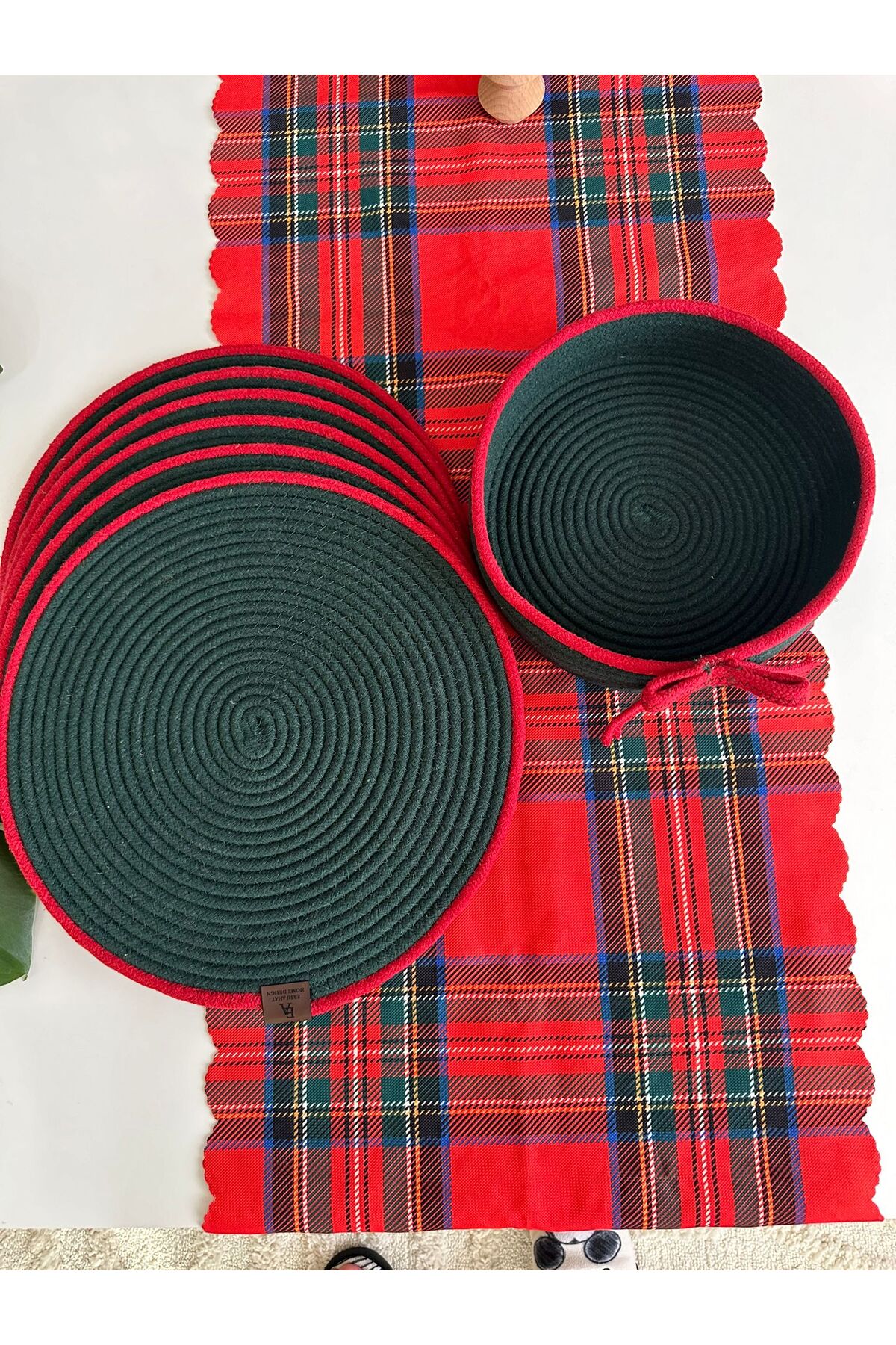 Yılbaşı Temalı Amerikan Servis Ve Supla Seti - Yeşil