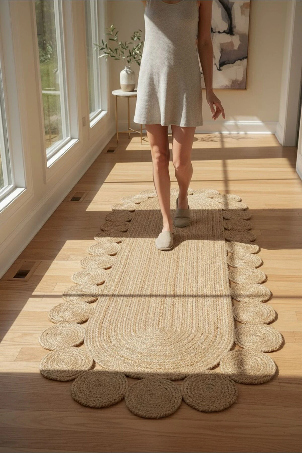 Doğal Hasır Jüt Polip Halı Kilim Paspas Comfort