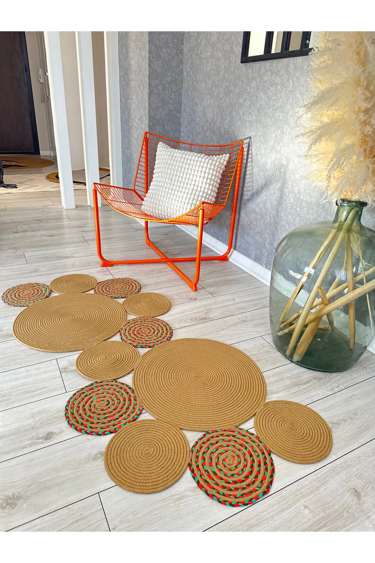 Doğal Hasır Jüt Polip Halı Kilim Paspas Comfort