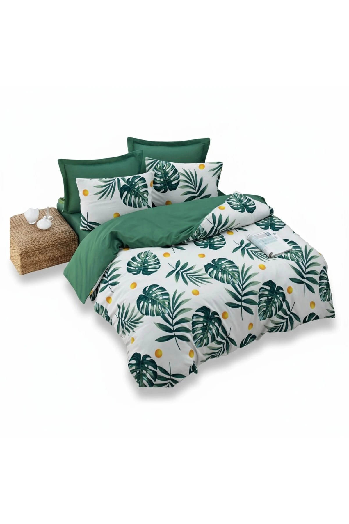 Nevresim Seti Çift Kişilik Mature Monstera Yeşil