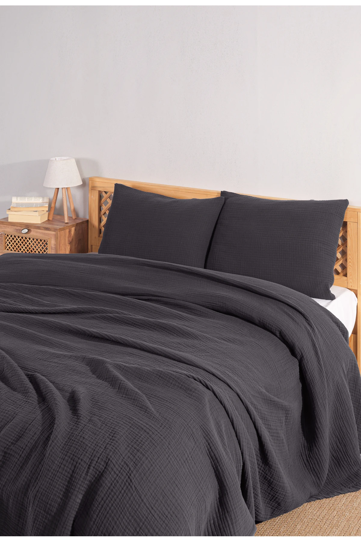 Çift Kişilik Yatak Örtüsü Seti-230x250 Cm 4 Katlı Müslin yazlık Pike & Yastık Kılıfı (3 PARÇA)