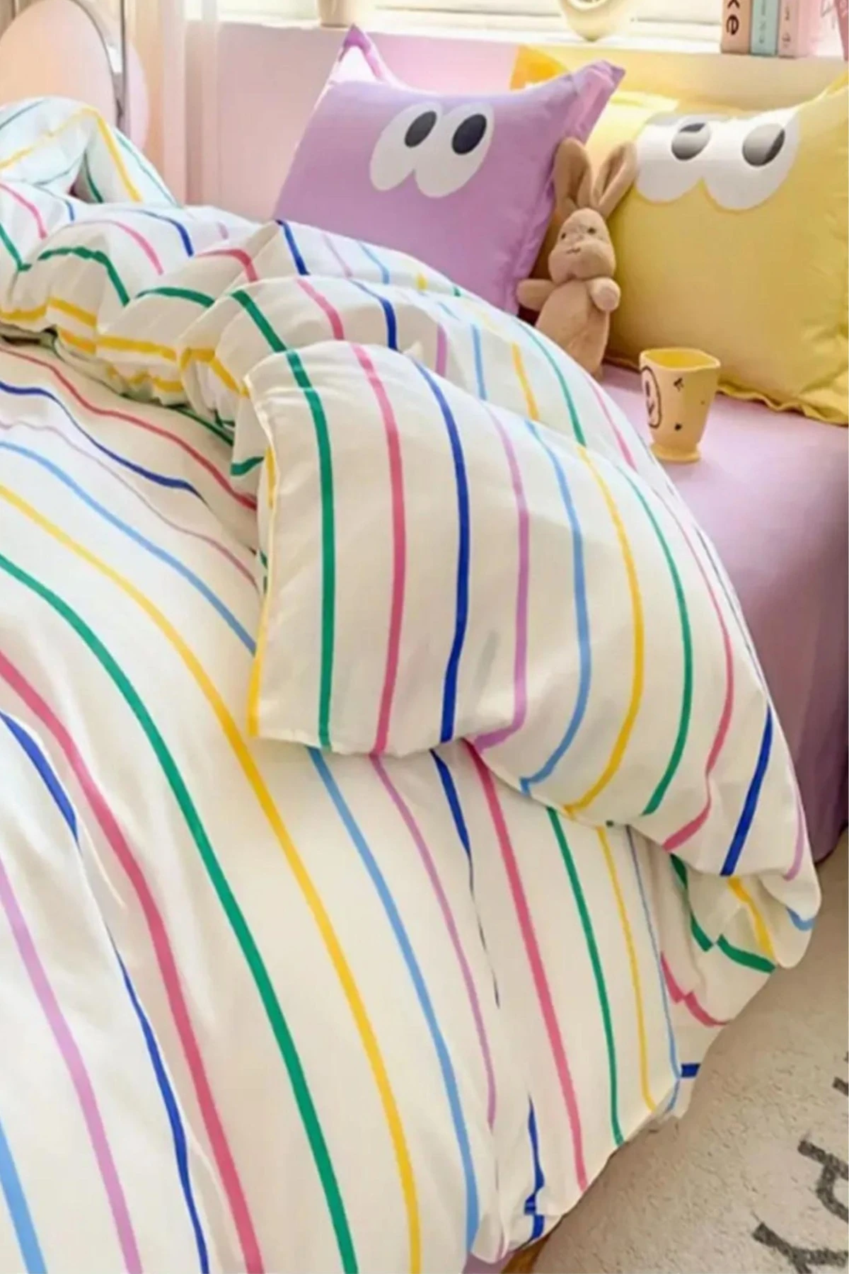 Nevresim Takımı Çift Kişilik Kolay Ütülenir Funny Sarı-Lila