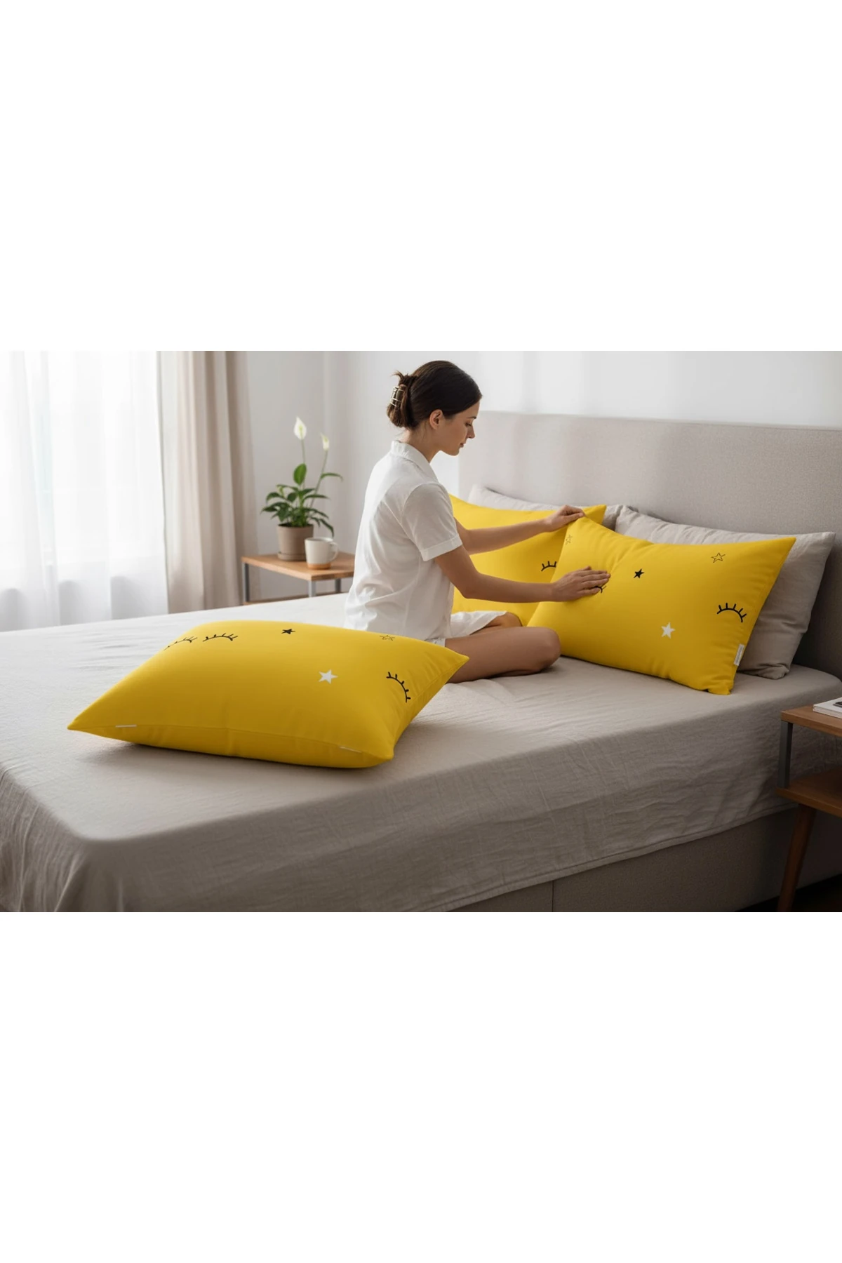 Sarı Dide Comfort 2li Yastık Kılıfı