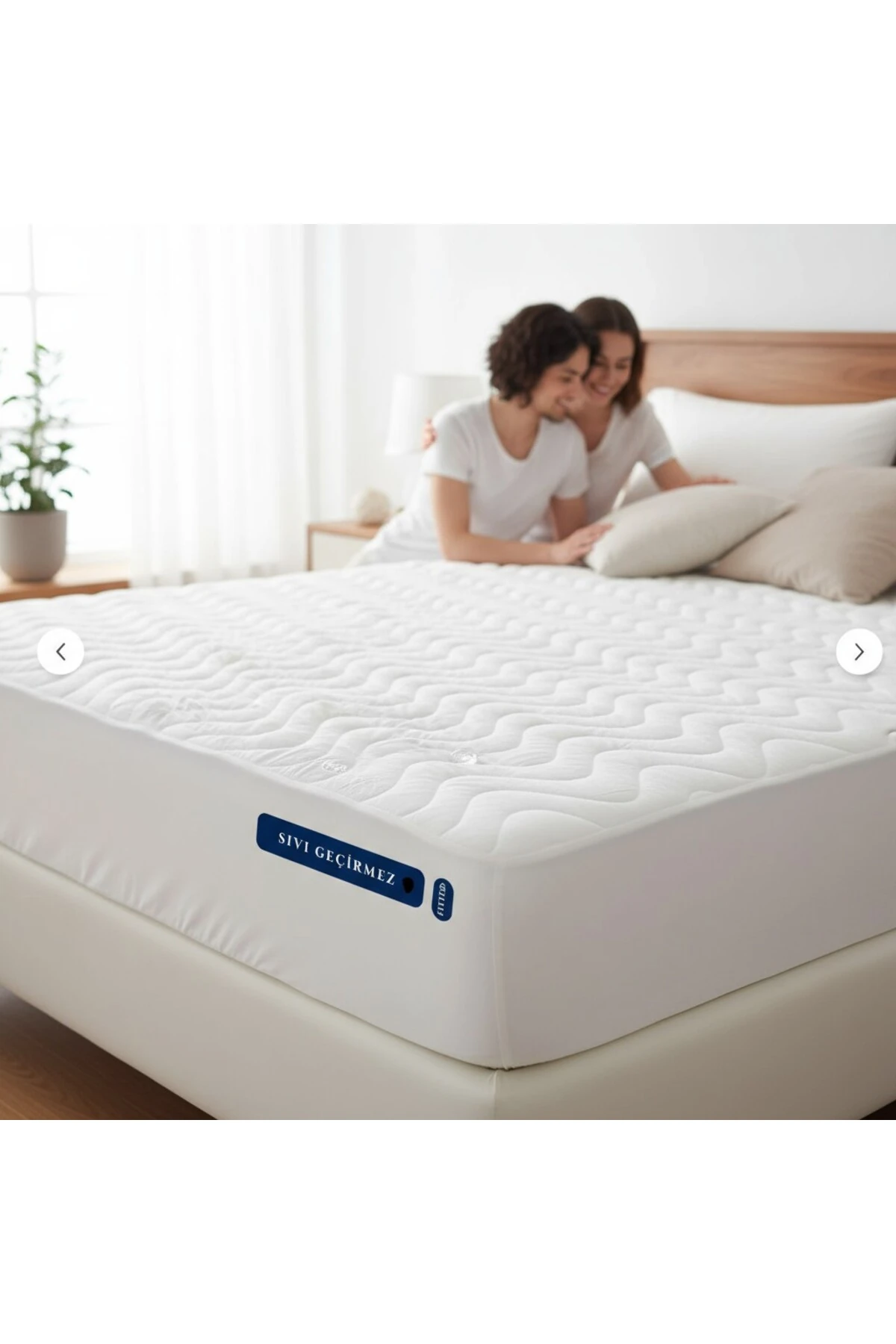 Beyaz Kenar Su Sıvı Geçirmez Yatak Koruyucu Alez Çarşaf Micro Kapitone Fitted