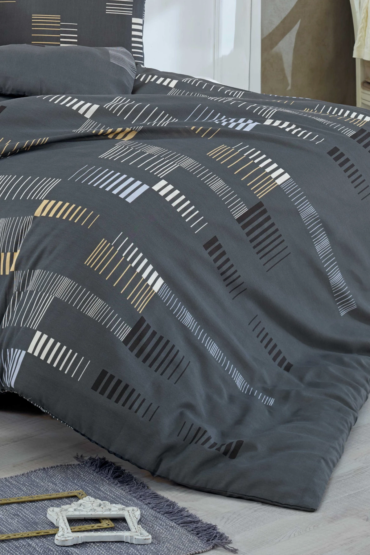 Trace Antrasit Çift Kişilik Kolay Ütülenir Nevresim Takımı