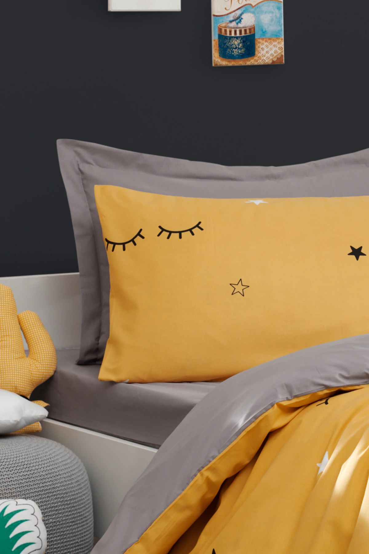 Sarı Dide Kolay Ütülenir Nevresim Takımı Tek Kişilik