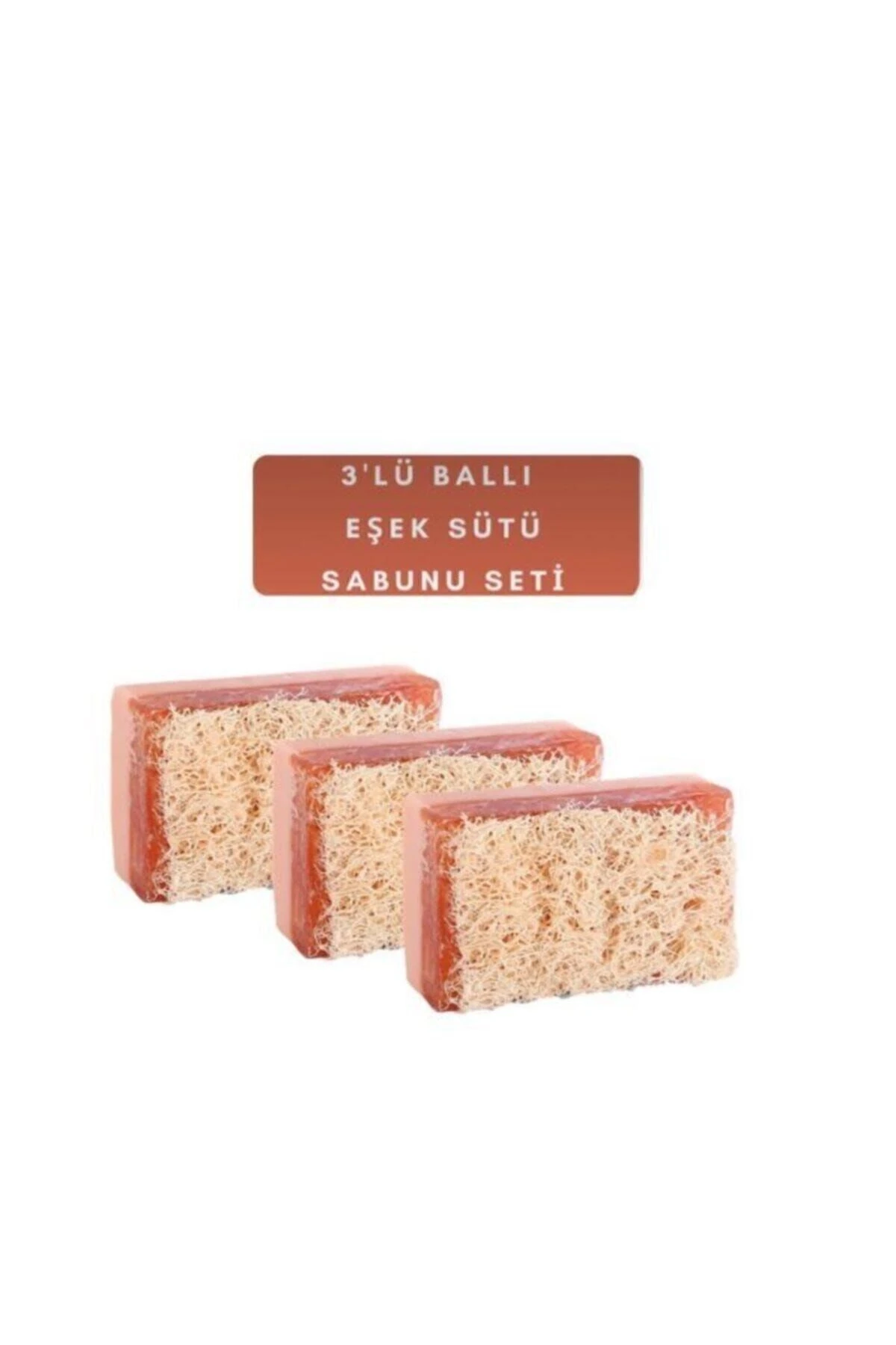%100 El Yapımı Doğal Kabak Lifli Ballı Eşek Sütü Sabunu 3'lü Set 360 gr Dekoratif Hediyelik