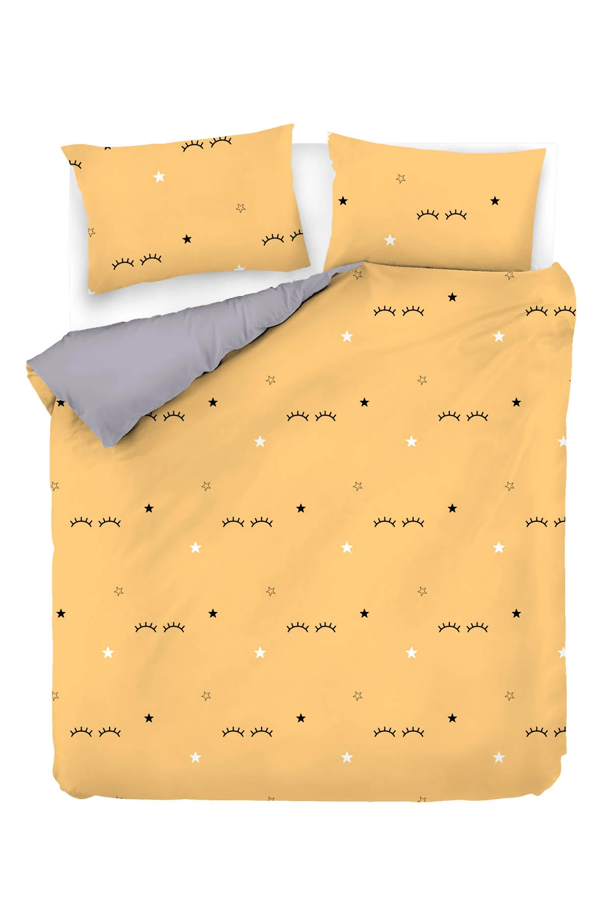 Nevresim Seti Çift Kişilik Baskılı Dide Sarı Mature