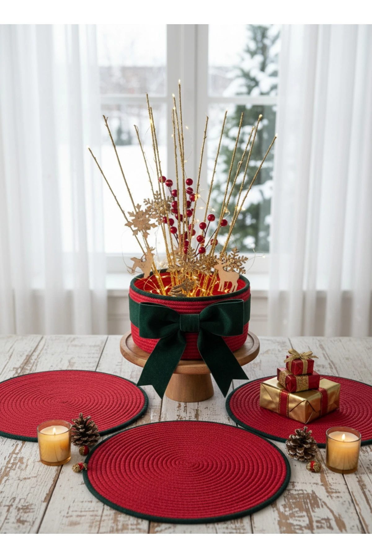 Yılbaşı Temalı Amerikan Servis Ve Supla Seti