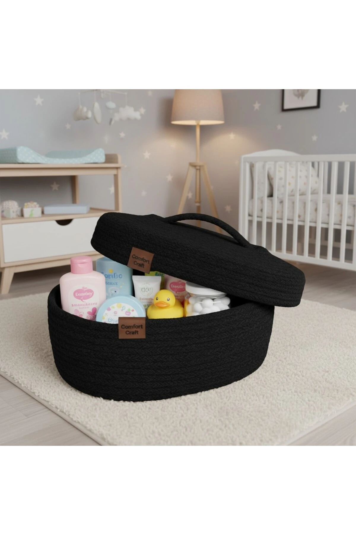 Jüt Oval Kapaklı Sepet | El Dokuma Hasır Çok Amaçlı Sepet | Banyo Ve Mutfak Organizeri