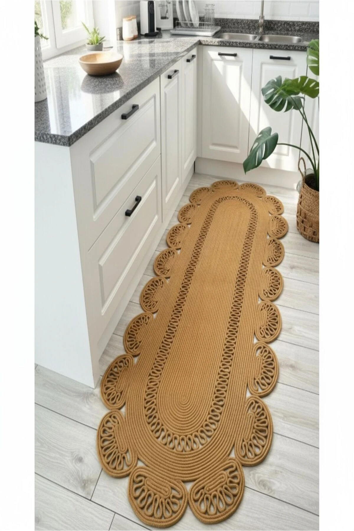 Doğal Hasır Jüt Polip Halı Kilim Paspas Comfort