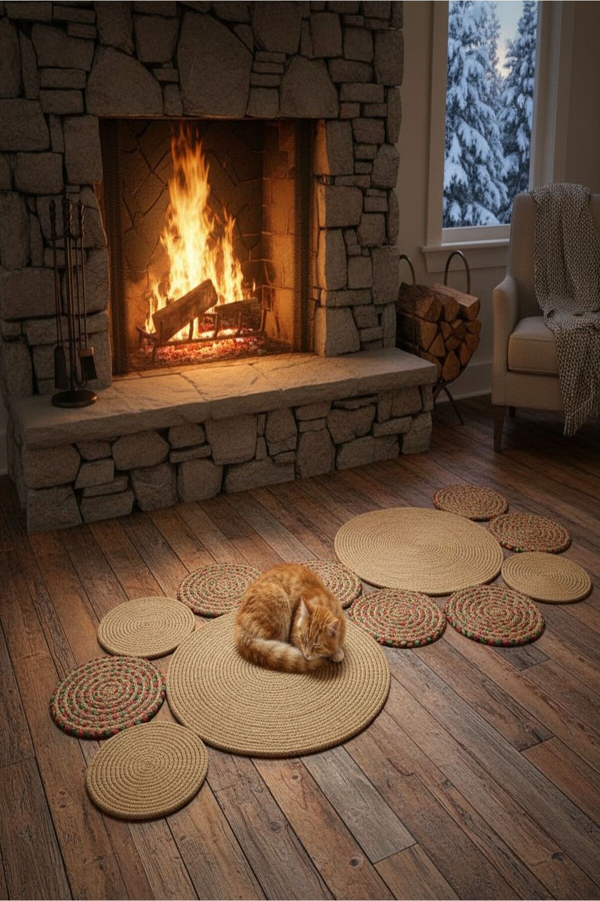 Doğal Hasır Jüt Polip Halı Kilim Paspas Comfort