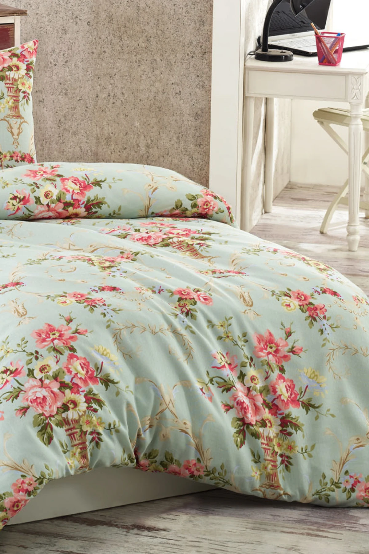 Kolay Ütülenir Mint Nevresim Takımı Tek Kişilik Alanur