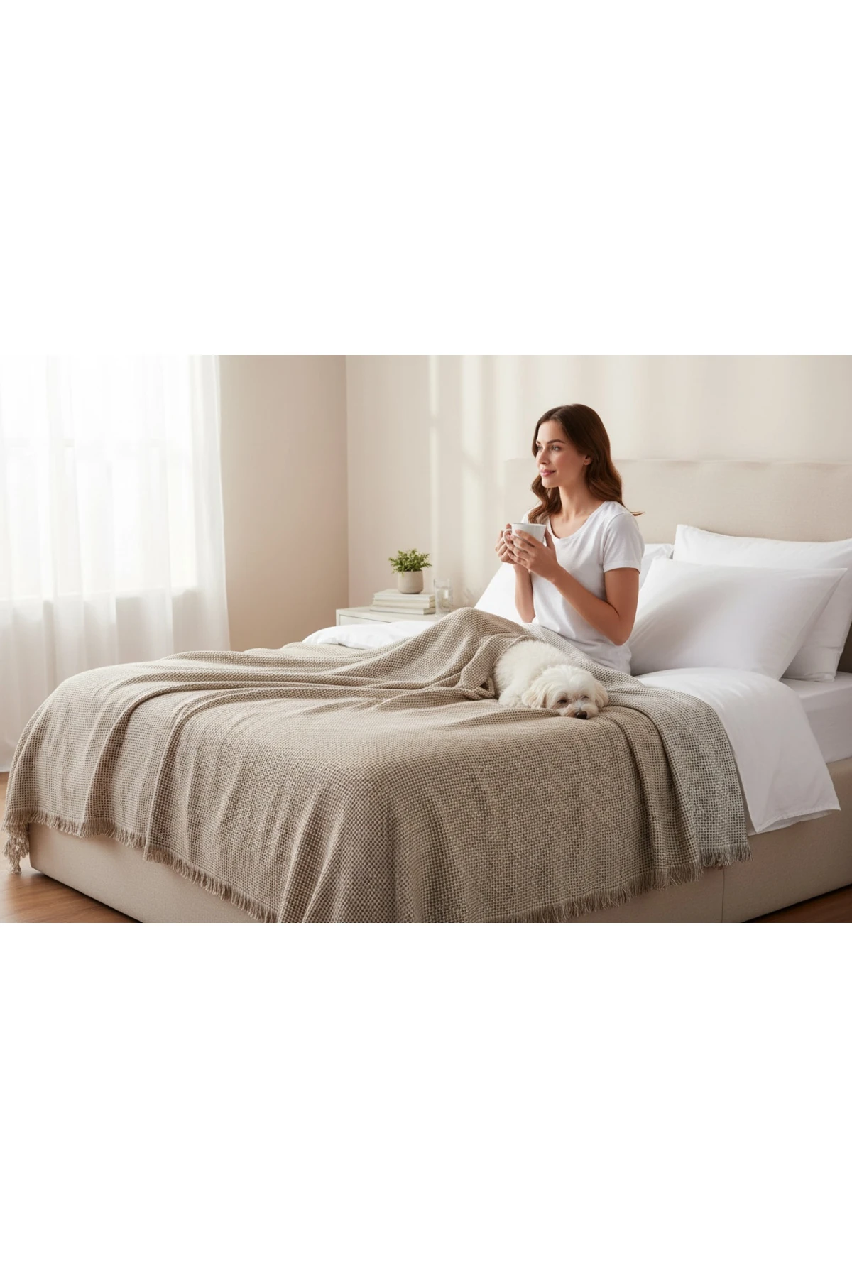 Hardal Pike Örtüsü Çift Kişilik Waffle