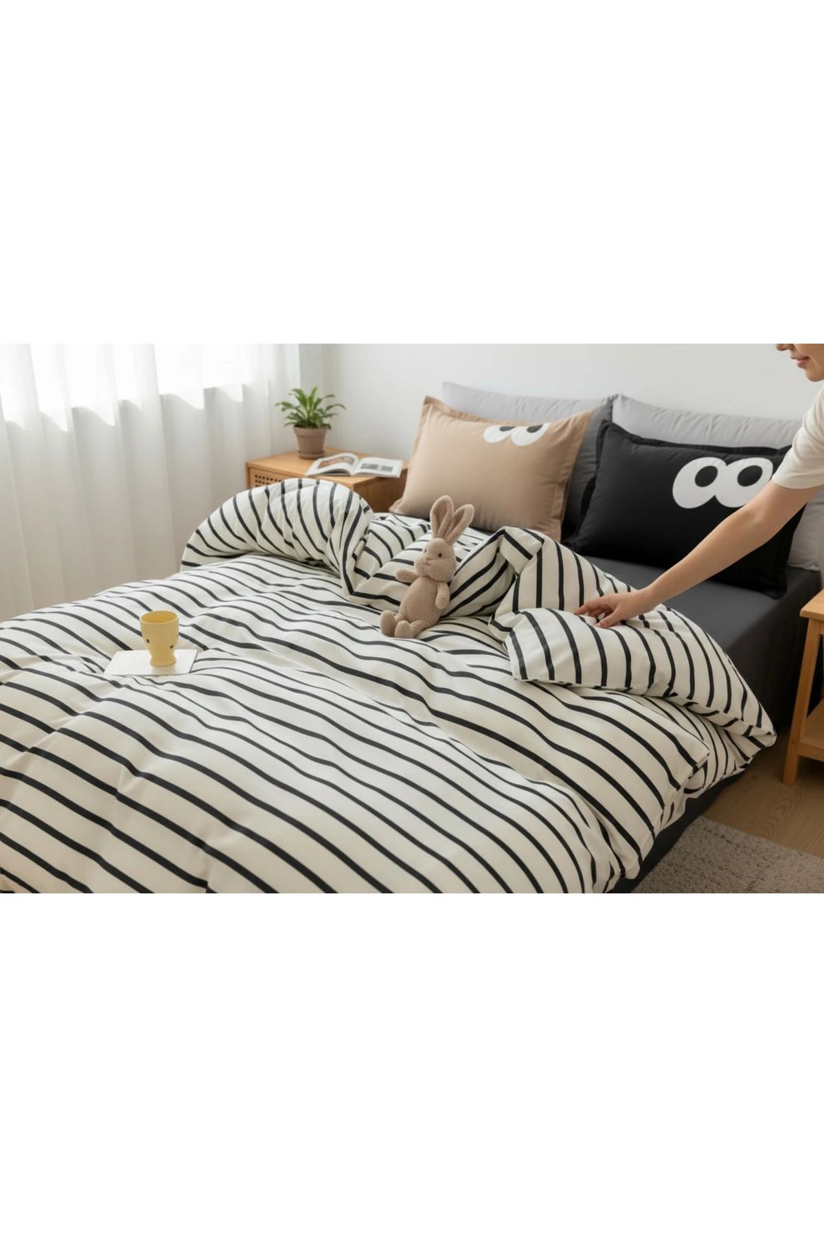 Nevresim Takımı Çift Kişilik Funny Kolay Ütülenir Siyah-Kahve