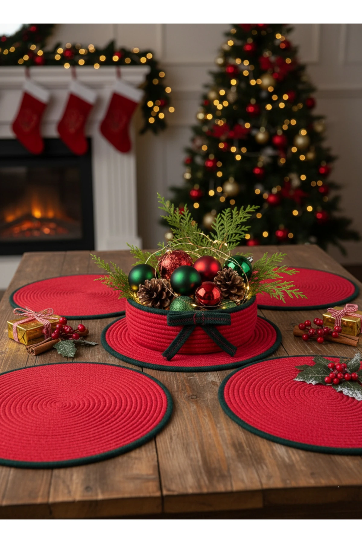 Yılbaşı Temalı Amerikan Servis Ve Supla Seti