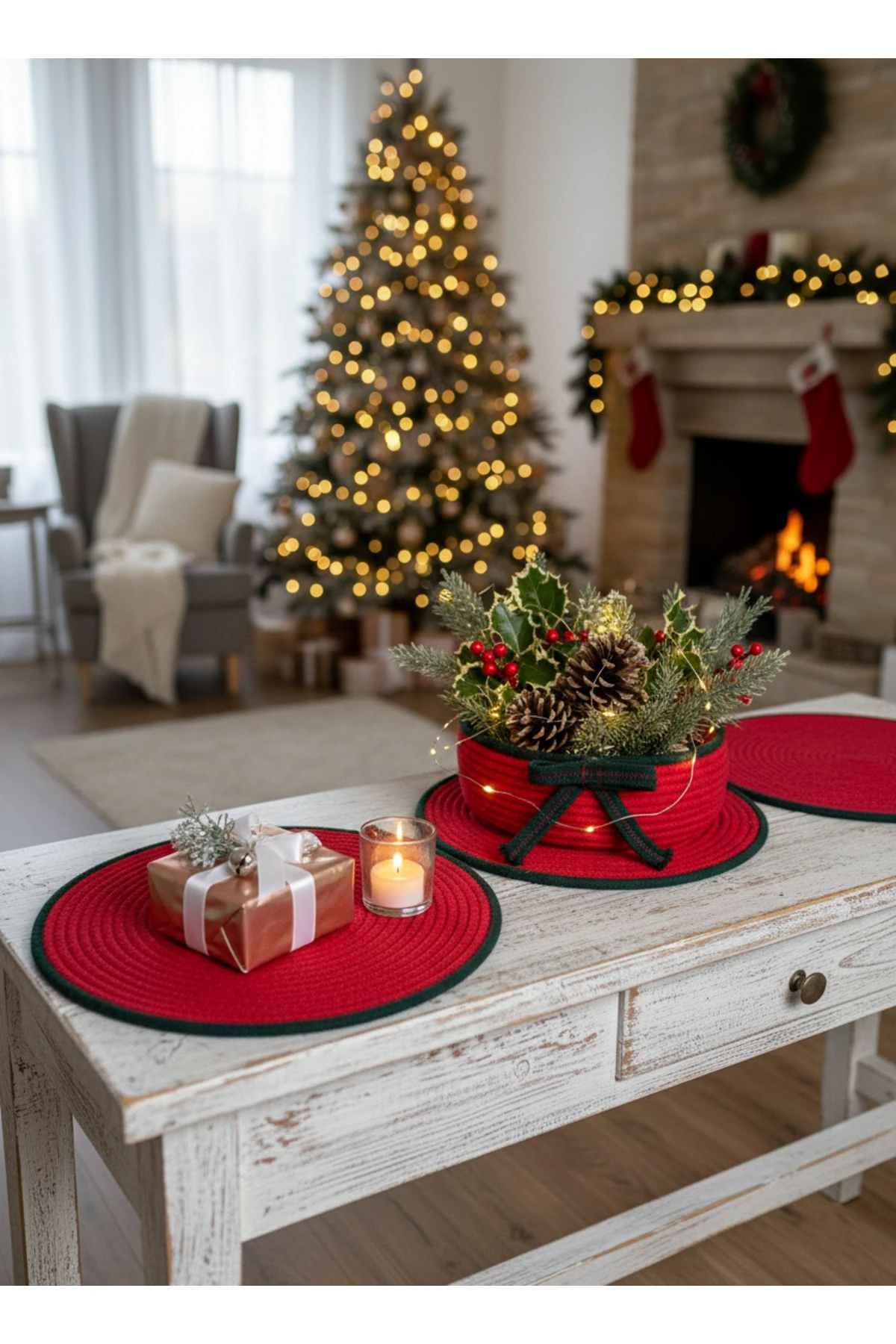 Yılbaşı Temalı Amerikan Servis Ve Supla Seti