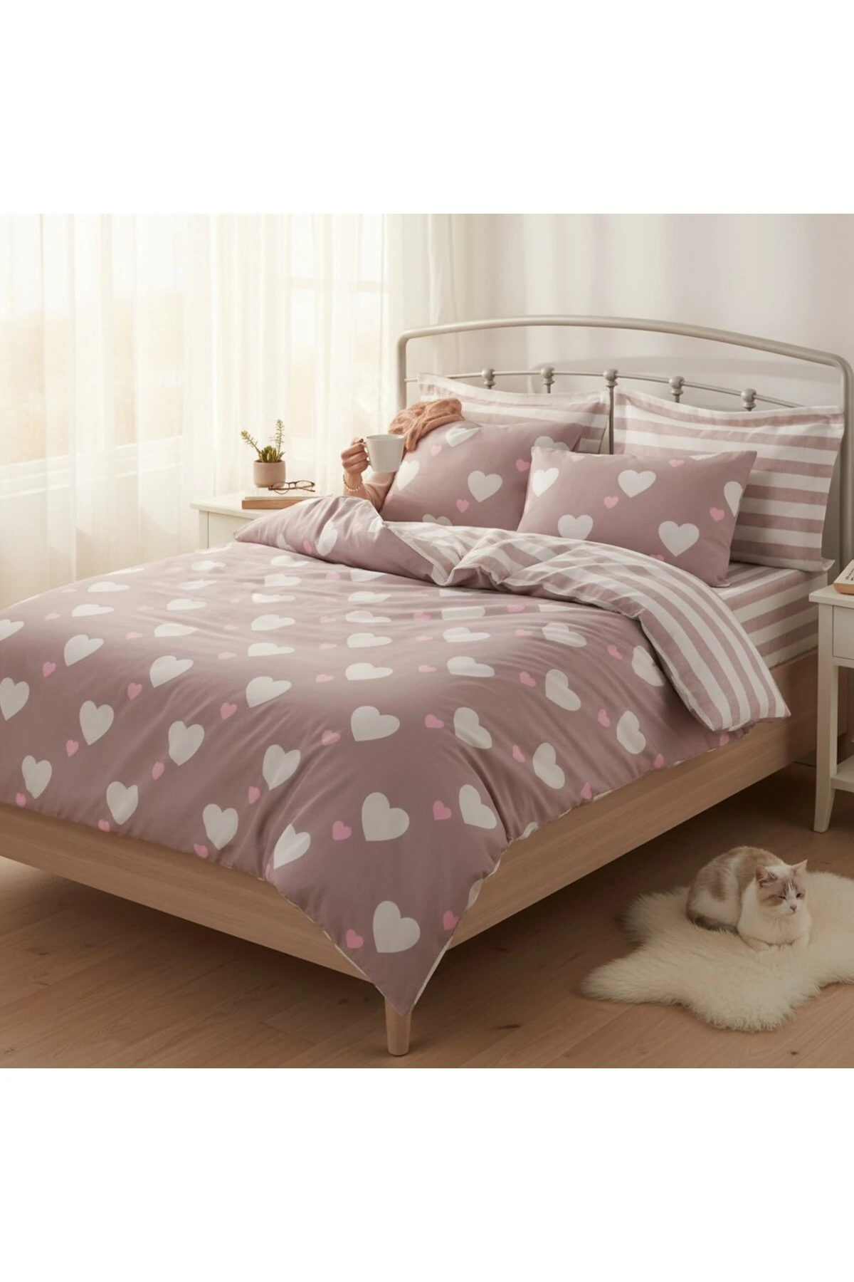 Nevresim Seti Çift Kişilik Herz Gülkurusu Mature