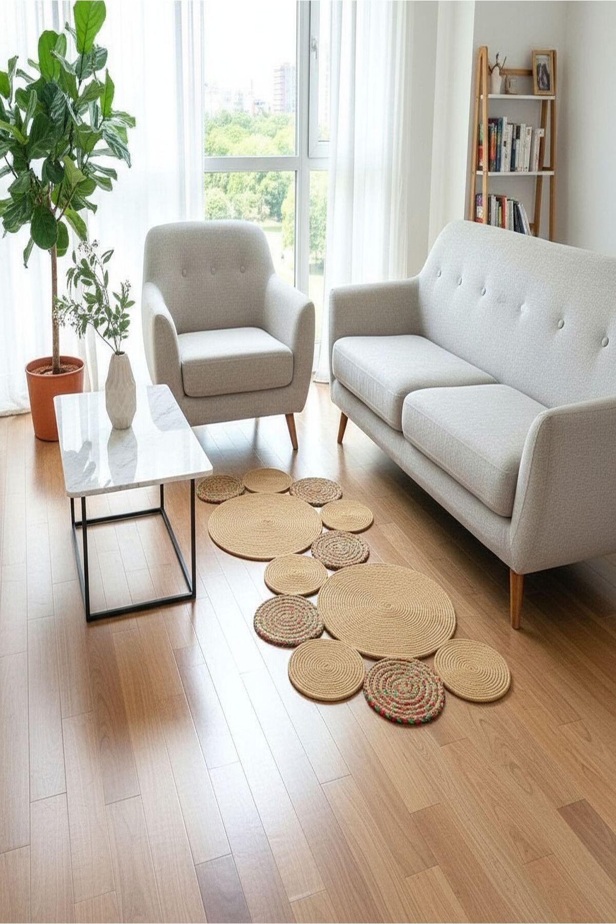 Doğal Hasır Jüt Polip Halı Kilim Paspas Comfort