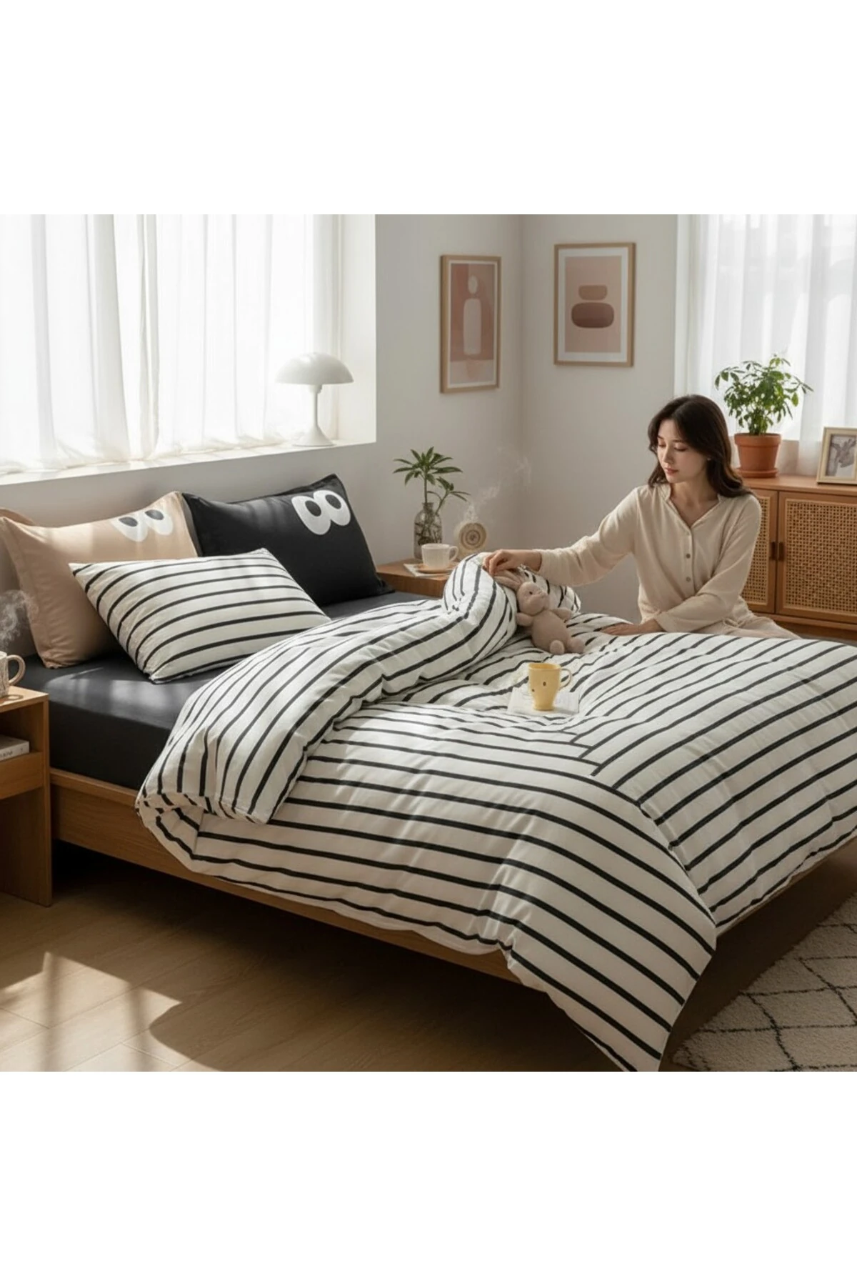 Nevresim Takımı Tek Kişilik Funny Kahve Kolay Ütülenir