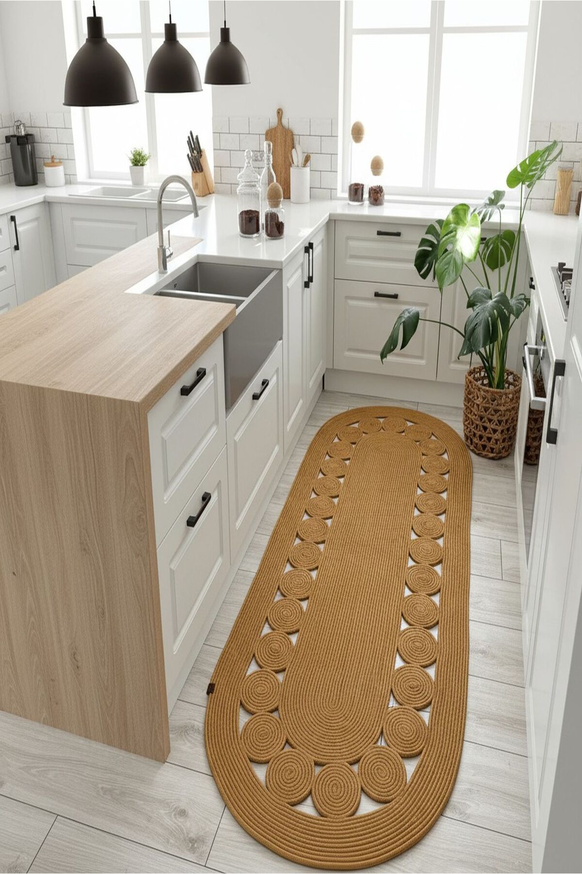 Doğal Hasır Jüt Polip Halı Kilim Paspas Comfort