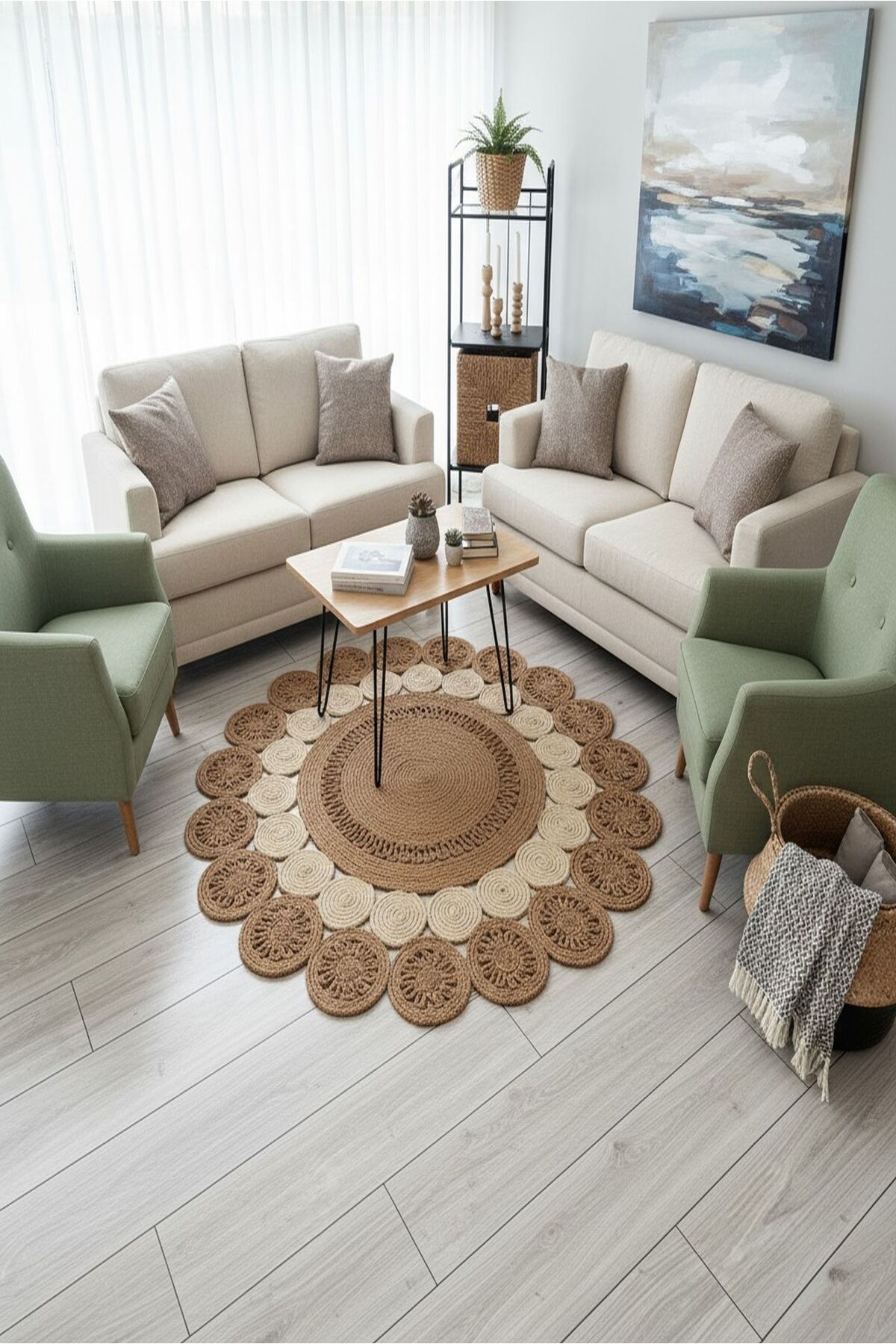 Doğal Hasır Jüt Polip Halı Kilim Paspas Comfort