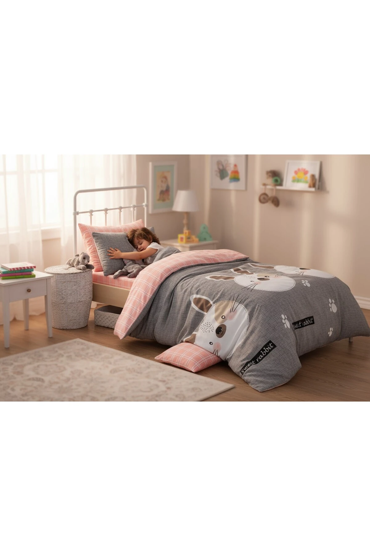 Tek Kişilik Tavşancık Nevresim Takımı Kolay Ütülenir