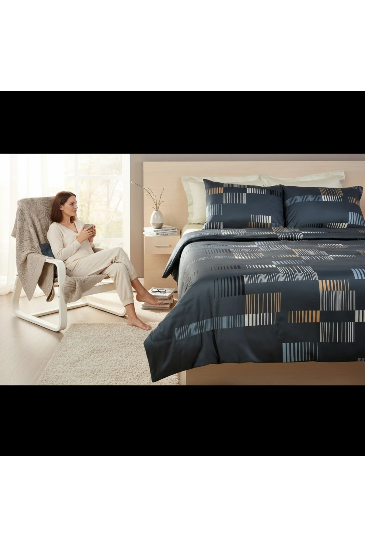 Trace Antrasit Çift Kişilik Kolay Ütülenir Nevresim Takımı