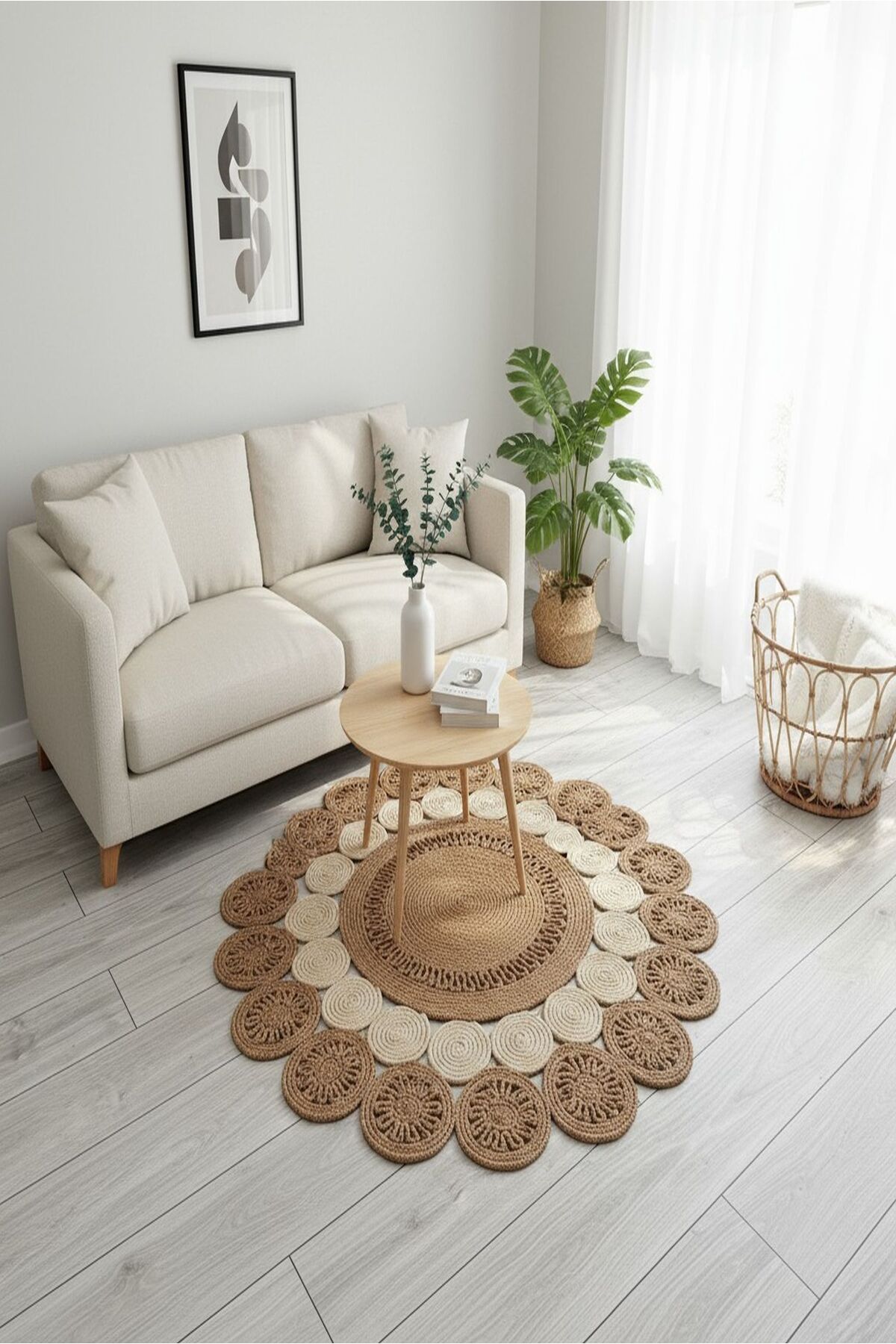 Doğal Hasır Jüt Polip Halı Kilim Paspas Comfort