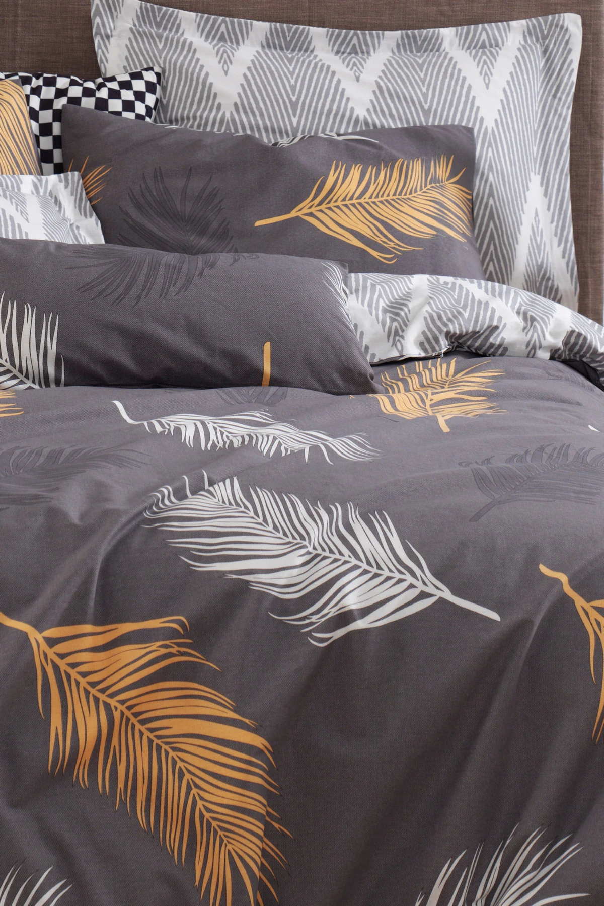 Nevresim Seti Çift Kişilik Olivia Altın-gri Mature