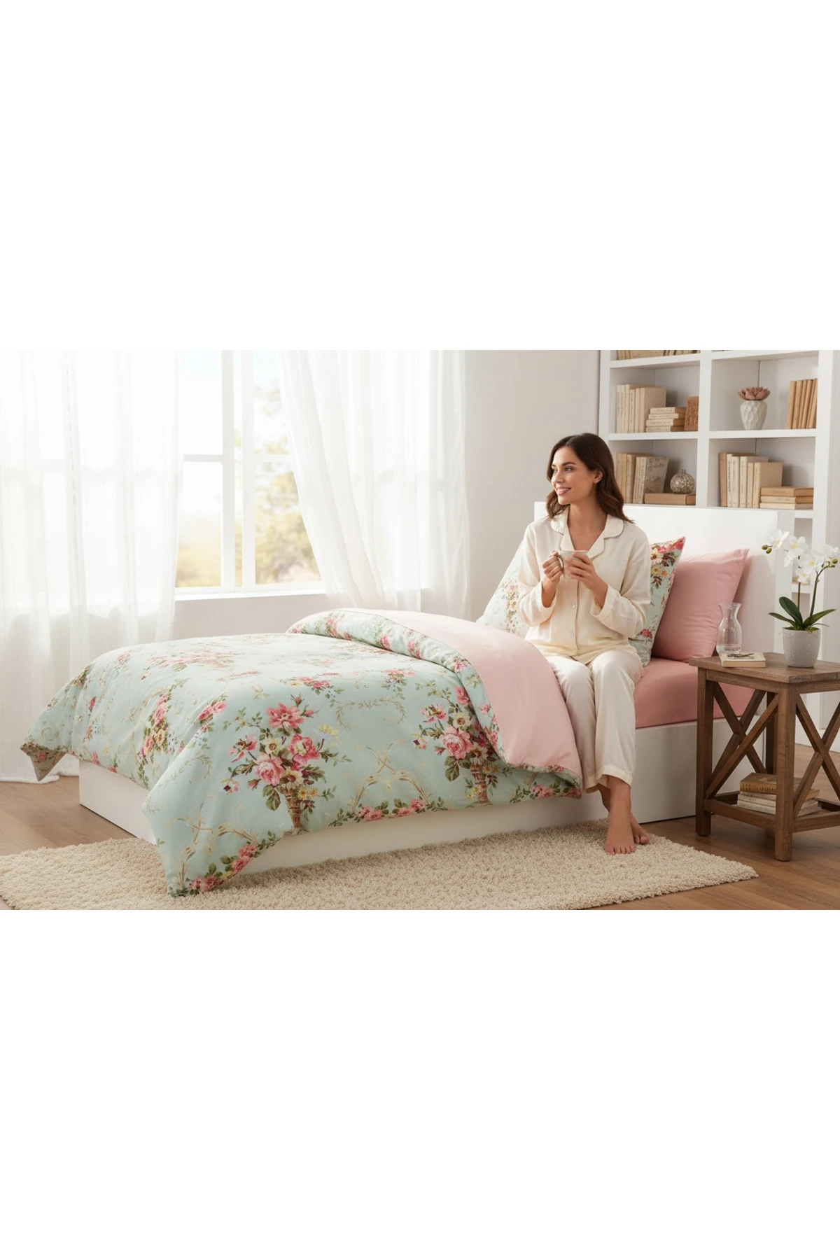 Kolay Ütülenir Mint Nevresim Takımı Tek Kişilik Alanur
