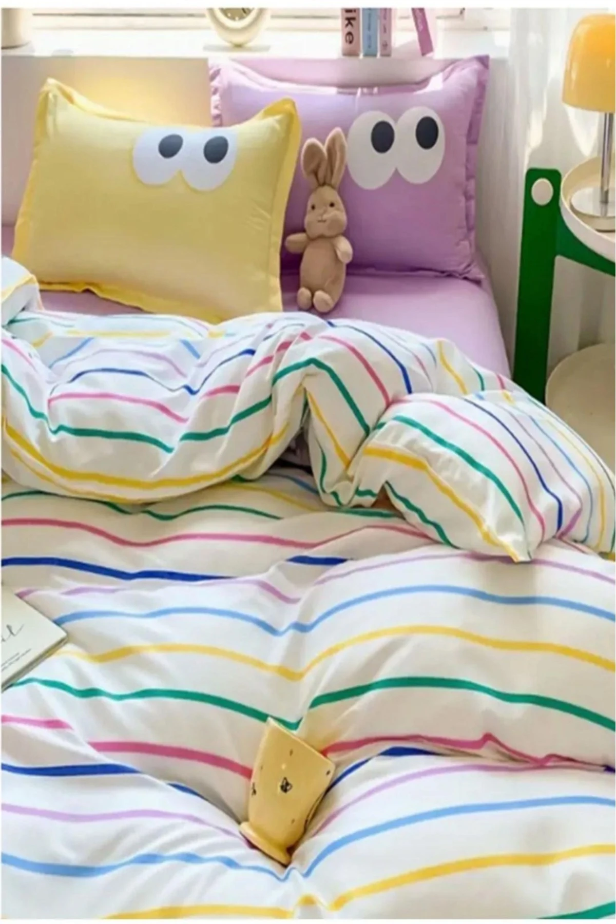 Nevresim Takımı Çift Kişilik Kolay Ütülenir Funny Sarı-Lila