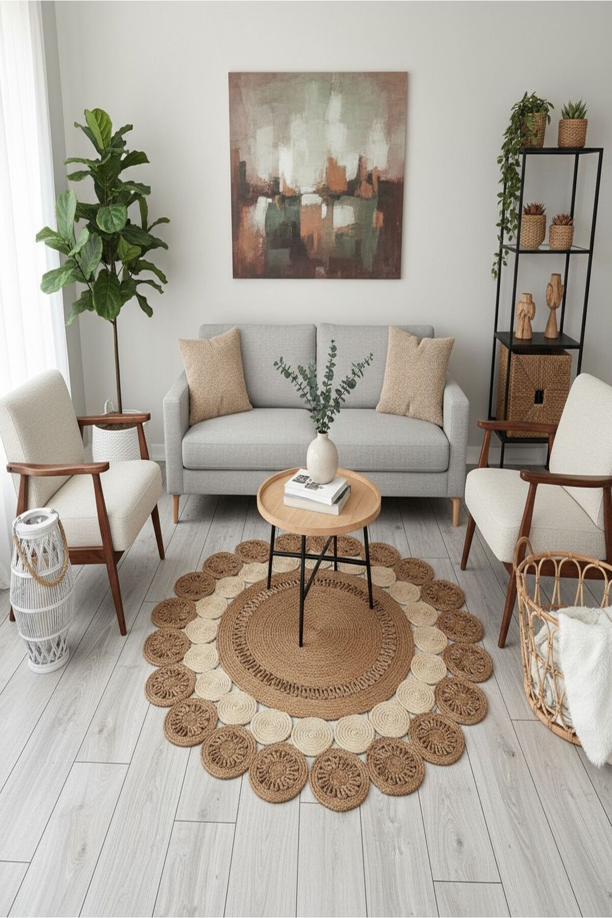 Doğal Hasır Jüt Polip Halı Kilim Paspas Comfort