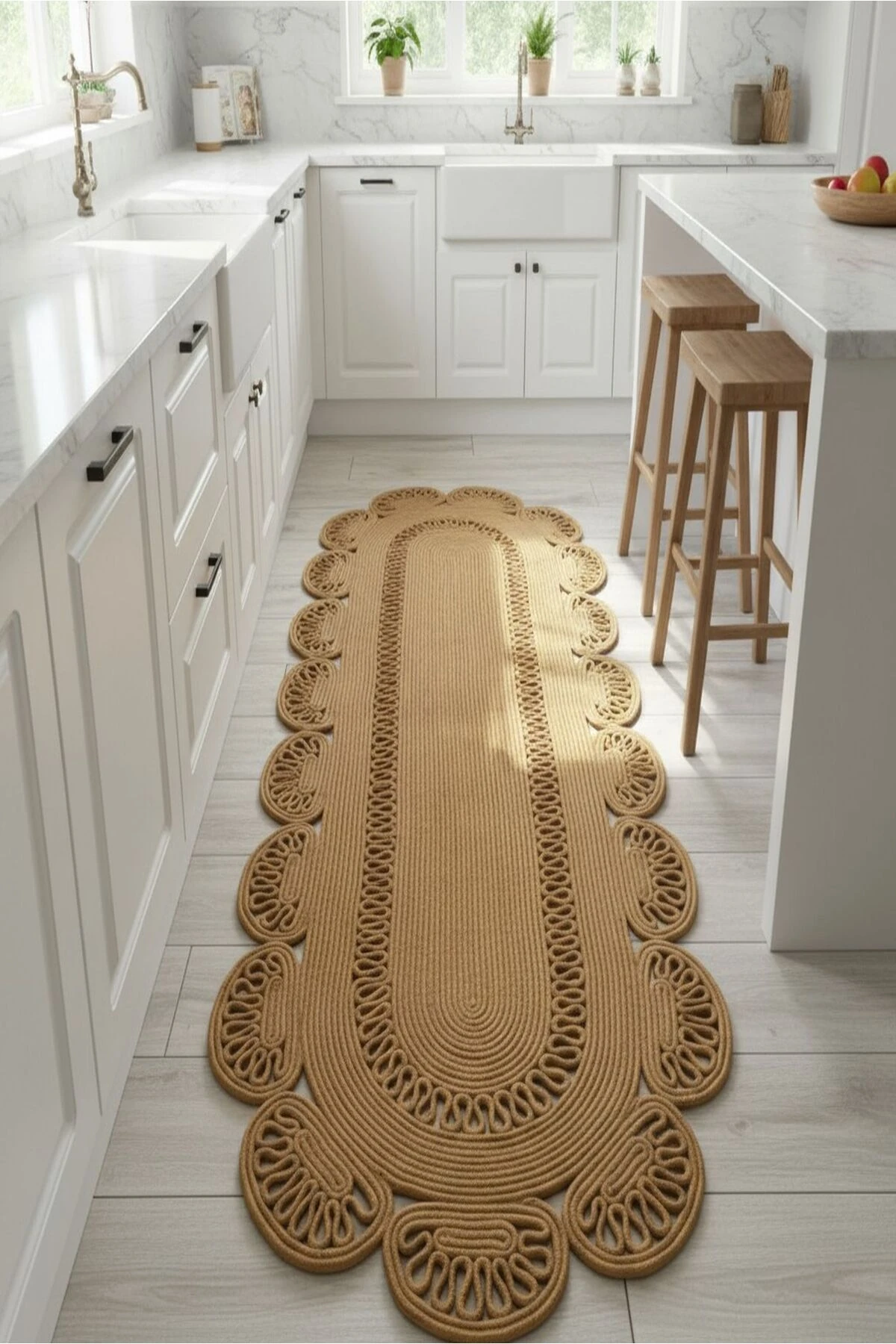 Doğal Hasır Jüt Polip Halı Kilim Paspas Comfort