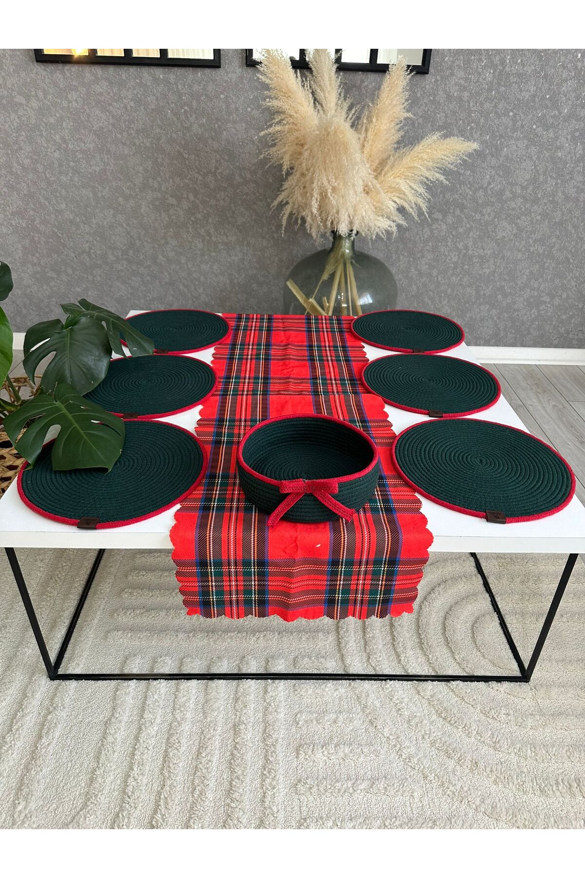 Yılbaşı Temalı Amerikan Servis Ve Supla Seti - Yeşil