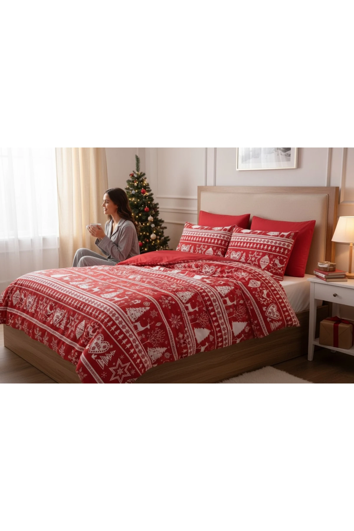 Kırmızı Mature Nevresim Seti Çift Kişilik Snowmas