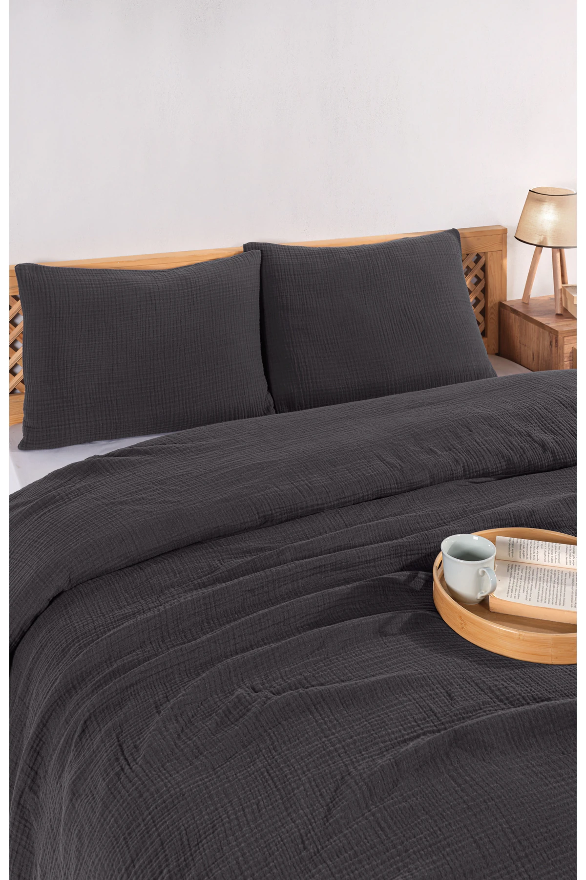 Çift Kişilik Yatak Örtüsü Seti-230x250 Cm 4 Katlı Müslin yazlık Pike & Yastık Kılıfı (3 PARÇA)